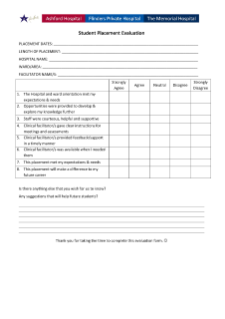 ACHA student evaluation form
