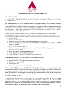 COCE Ashford Hospital Letter to Students